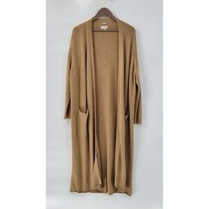 Lou & Grey Longline Cardigan Sweater XL Camel Open Front Cozy Knit Loungewear